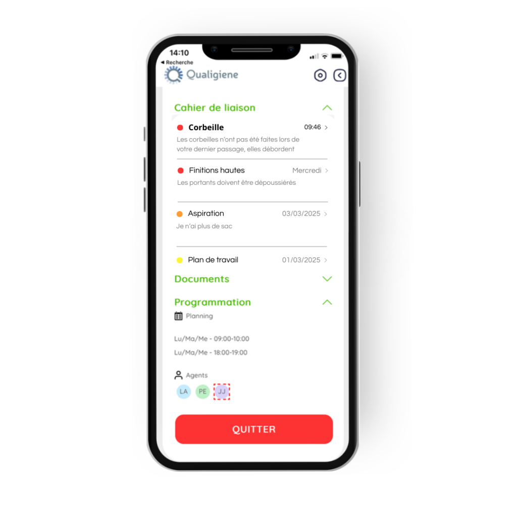 Application contrôle présence des agents de propreté